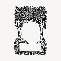 Tree frame collage element, drawing illustration vector. Free public domain CC0 image.