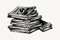 Book stack collage element, drawing illustration vector. Free public domain CC0 image.