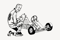 Gokart checklist collage element, drawing illustration vector. Free public domain CC0 image.