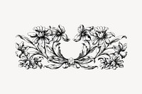 Flower divider collage element, drawing illustration vector. Free public domain CC0 image.