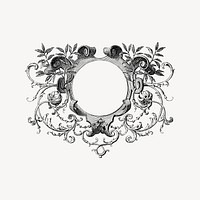 Antique frame collage element, drawing illustration vector. Free public domain CC0 image.