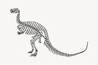 Dinosaur fossil collage element, drawing illustration vector. Free public domain CC0 image.