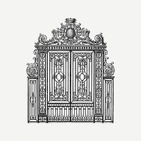 Antique gate clipart, vintage illustration psd. Free public domain CC0 image.