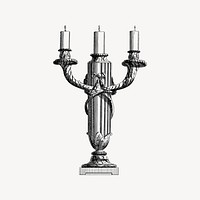 Antique candle collage element, drawing illustration vector. Free public domain CC0 image.