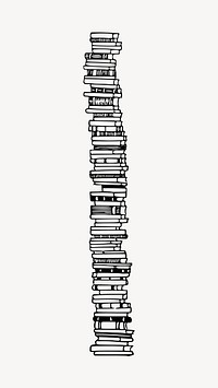 Book stack collage element, drawing illustration vector. Free public domain CC0 image.