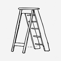 Portable stairs, vintage drawing illustration. Free public domain CC0 image.