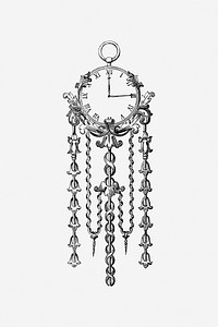 Wall clock, vintage drawing illustration. Free public domain CC0 image.