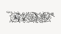 Antique divider collage element, drawing illustration vector. Free public domain CC0 image.