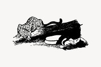 Woman & leopard collage element, drawing illustration vector. Free public domain CC0 image.