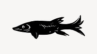 Fish collage element, drawing illustration vector. Free public domain CC0 image.