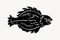 Fish collage element, drawing illustration vector. Free public domain CC0 image.