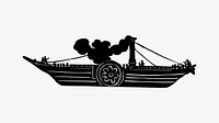 Steamboat collage element, drawing illustration vector. Free public domain CC0 image.