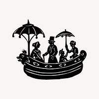 People on boat collage element, drawing illustration vector. Free public domain CC0 image.