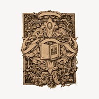 Ornamental bookplate collage element, drawing illustration vector. Free public domain CC0 image.
