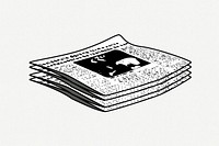 Newspaper collage element, black & white illustration psd. Free public domain CC0 image.