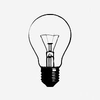 Light bulb, black & white illustration. Free public domain CC0 image.