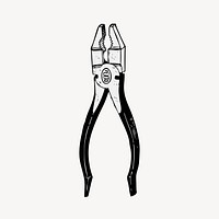 Pliers tool clipart, vintage illustration vector. 