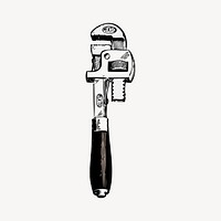 Pipe wrench clipart, vintage illustration vector. Free public domain CC0 image.