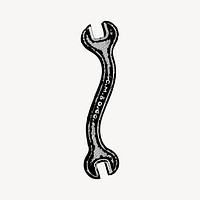 Wrench clipart, vintage illustration vector. Free public domain CC0 image.