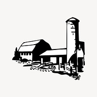 Farm clipart, vintage illustration vector. Free public domain CC0 image.