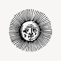 Sun clipart, vintage illustration vector. Free public domain CC0 image.