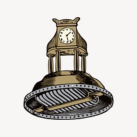 Clock clipart, vintage illustration vector. Free public domain CC0 image.