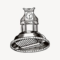 Clock clipart, vintage illustration vector. Free public domain CC0 image.