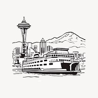 Cruise ship clipart, vintage illustration vector. Free public domain CC0 image.