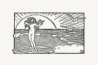 Naked woman clipart, vintage illustration vector. Free public domain CC0 image.