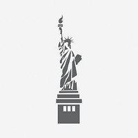 Statue of Liberty, black & white illustration. Free public domain CC0 image.