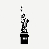 Statue of Liberty collage element, black & white illustration psd. Free public domain CC0 image.