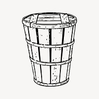 Wooden bucket clipart, vintage illustration vector. Free public domain CC0 image.