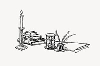 Working table clipart, vintage illustration vector. Free public domain CC0 image.