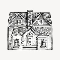 House clipart, vintage illustration vector. Free public domain CC0 image.