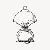 Vintage lamp clipart, drawing illustration vector. Free public domain CC0 image.