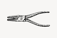 Pliers clipart, vintage illustration vector. Free public domain CC0 image.