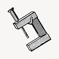 Clamp tool clipart, vintage illustration vector. Free public domain CC0 image.