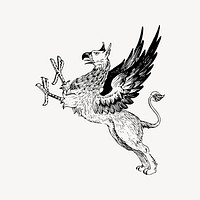 Griffin clipart, vintage illustration vector. Free public domain CC0 image.