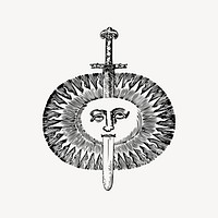 Vintage sun clipart, vintage illustration vector. Free public domain CC0 image.