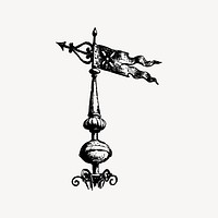 Wind vane clipart, vintage illustration vector. Free public domain CC0 image.