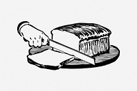 Bread slice, black & white illustration. Free public domain CC0 image.