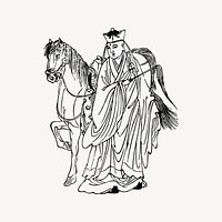 Journey to the West clipart, vintage illustration vector. Free public domain CC0 image.