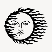 Sun clipart, drawing illustration vector. Free public domain CC0 image.