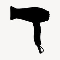 Hair dryer silhouette clipart, salon tool illustration vector. Free public domain CC0 image