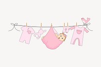Baby laundry day clipart, cute illustration psd. Free public domain CC0 image