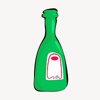 Green bottle, object illustration. Free public domain CC0 image