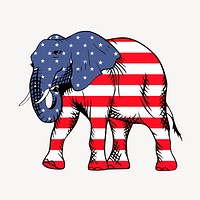 US flag elephant clipart, animal illustration vector. Free public domain CC0 image