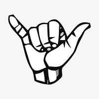 Hang loose hand clipart, gesture illustration psd. Free public domain CC0 image