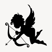 Cupid silhouette clipart, Valentine's day illustration vector. Free public domain CC0 image