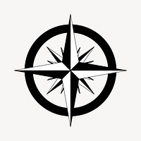 Compass rose clipart, drawing illustration vector. Free public domain CC0 image.